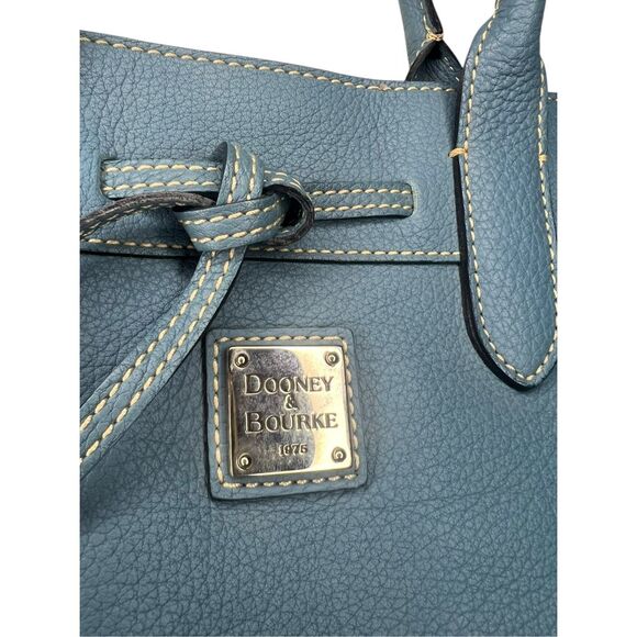 Vintage Dooney & Bourke Tasseled Leather Mini Tote Shoulder Bag Blue Purse - Picture 3 of 9